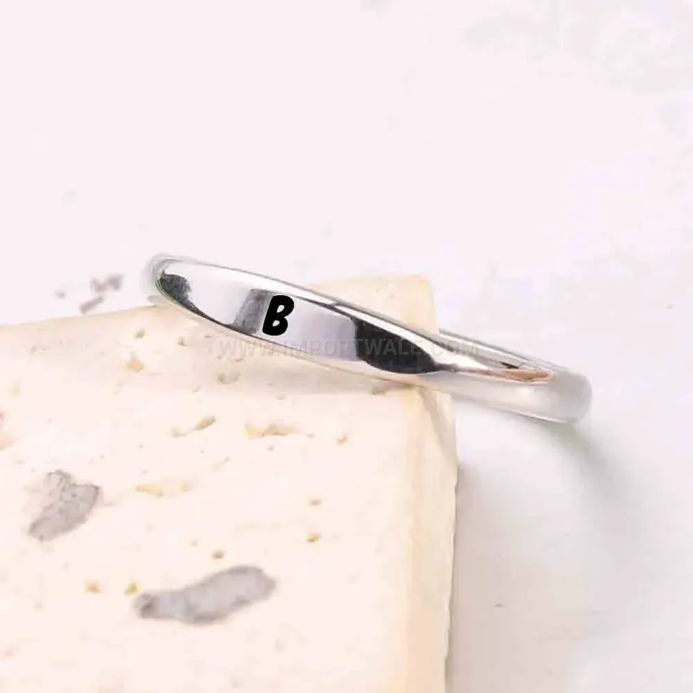 Chic Personalized Laser Engraved Initial Stainless Steel Ring