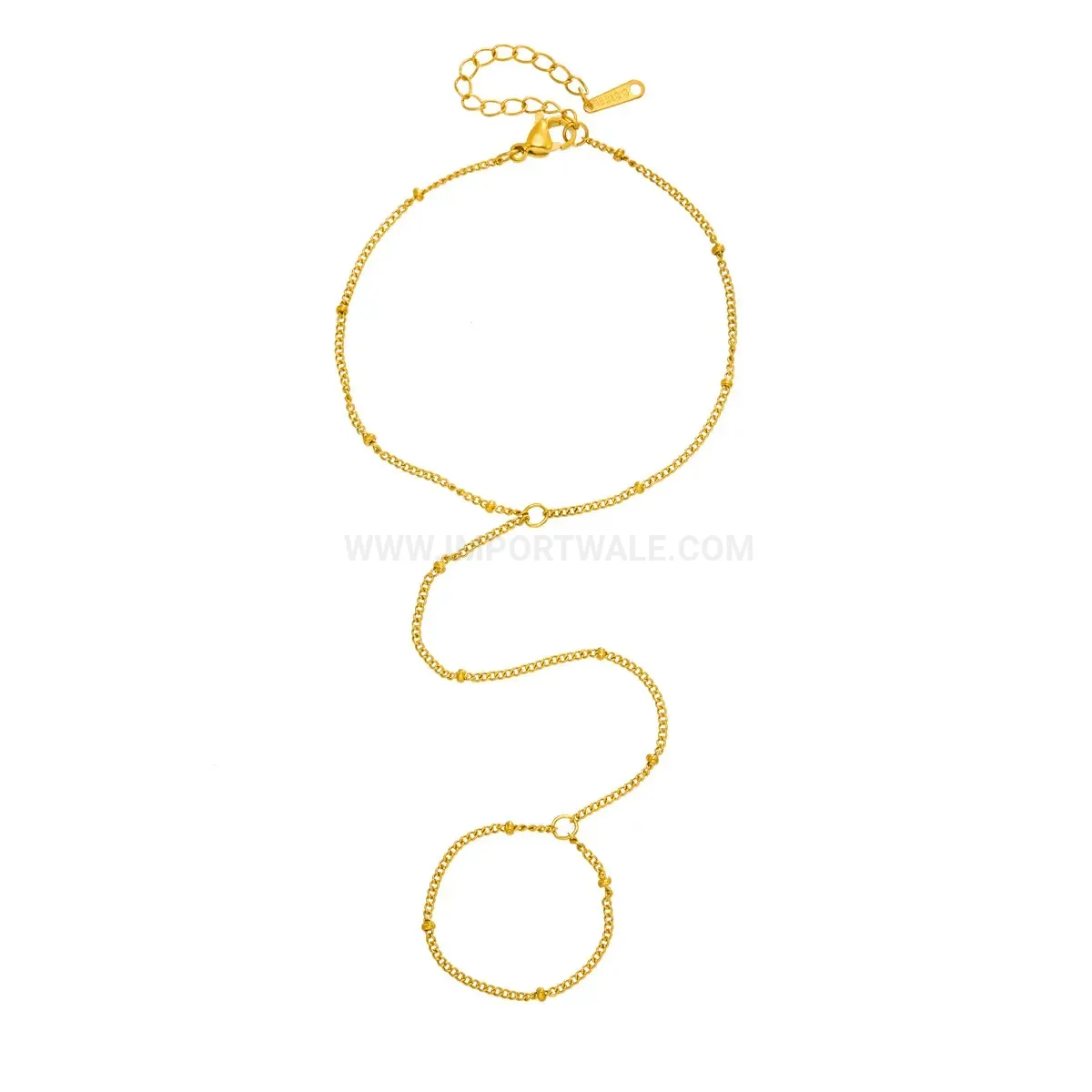 Multi Layer Bead Chain Gold Stainless Steel Hand Ring Bracelet