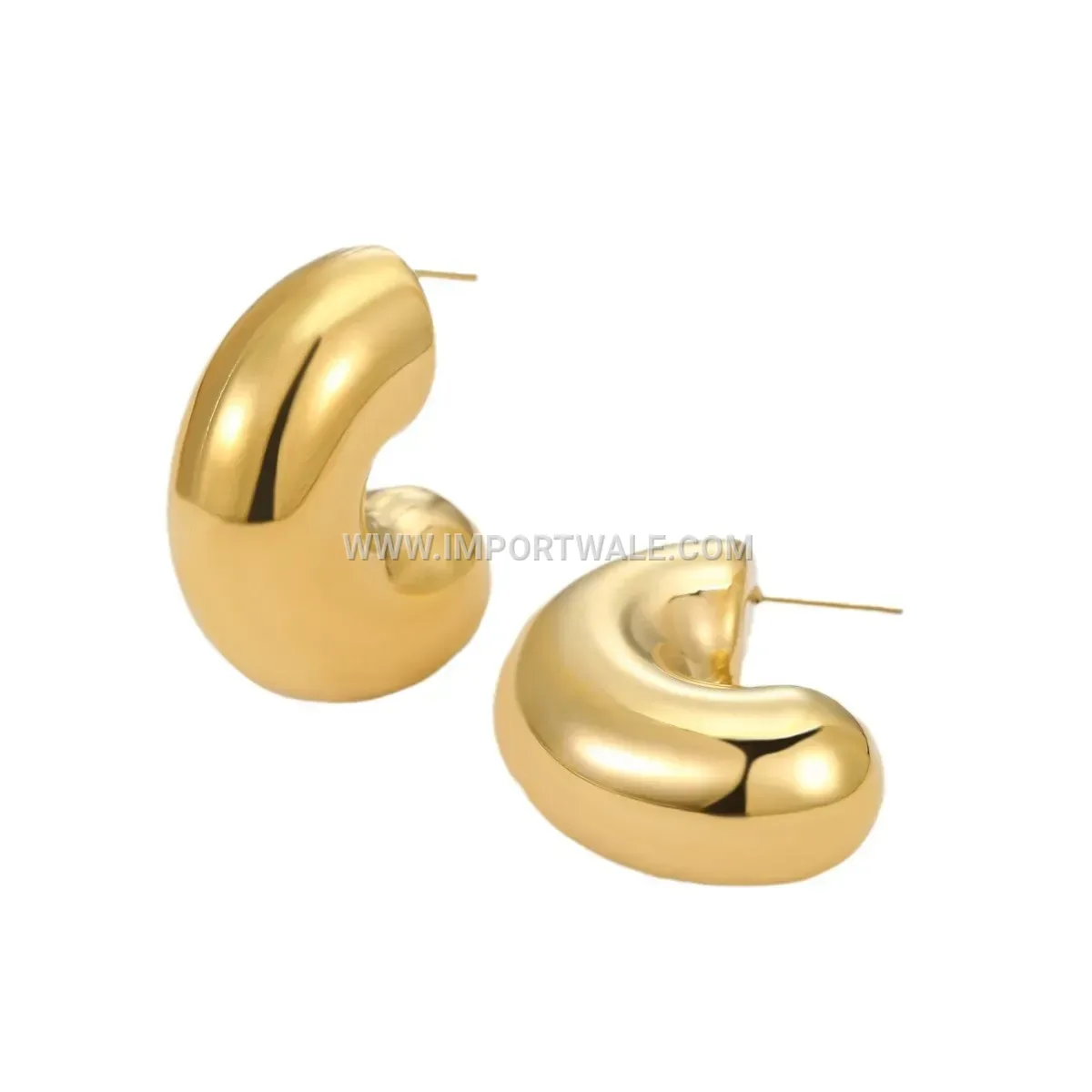 Vintage Style Hollow Gold Tone Titanium Steel Stud Earrings with Zircon