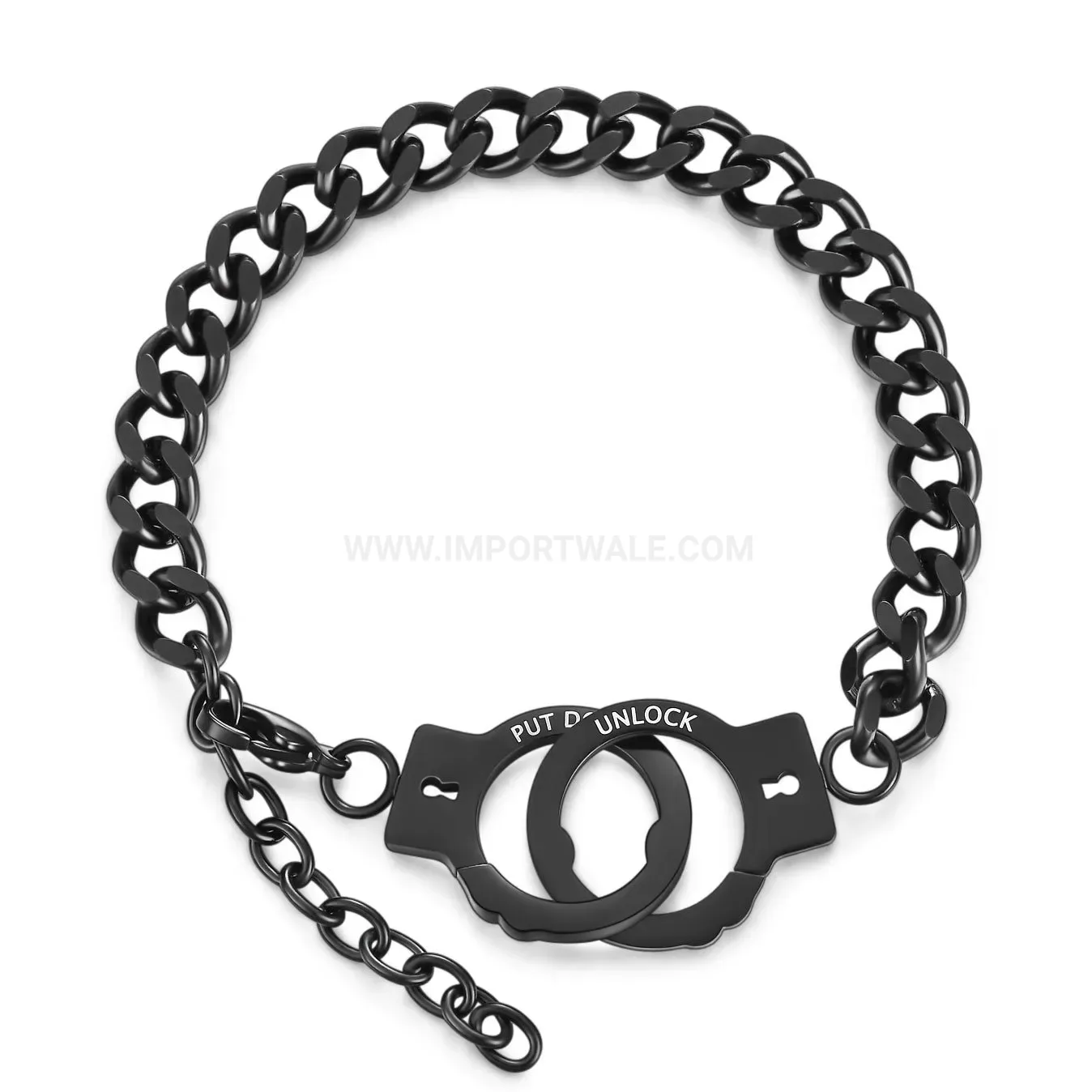 Polished Stainless Steel Handcuff Charm Chain Link Bracelet