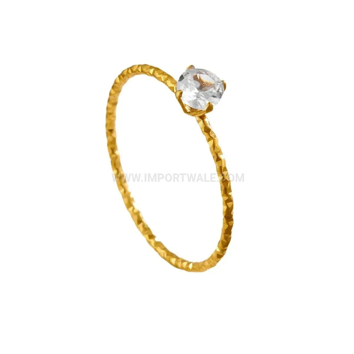 Minimalist 18K Gold Plated Solitaire Rhinestone Band Ring
