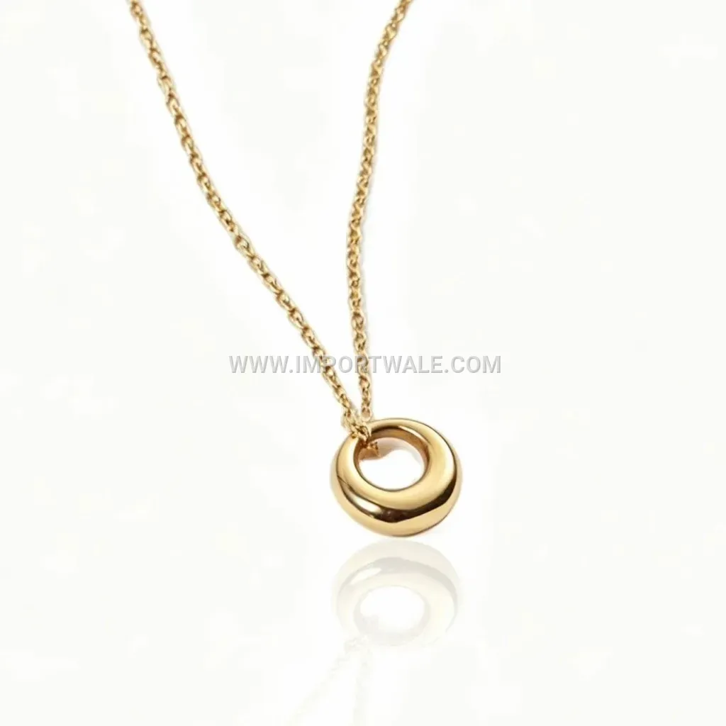 Gold Plated Titanium Steel Geometric Circle Collar Necklace