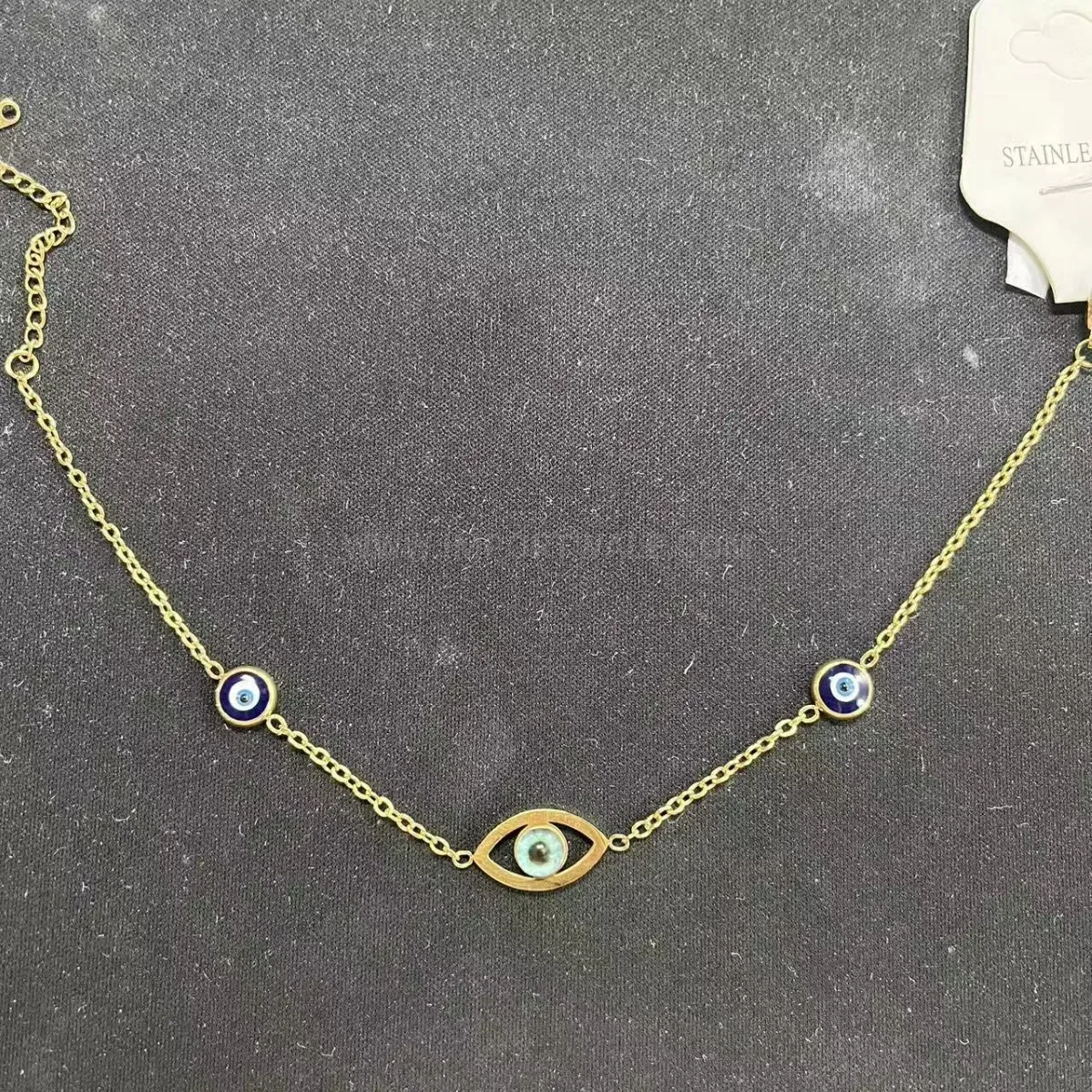 Stylish Gold Stainless Steel Turkish Evil Eye Charm Bracelet