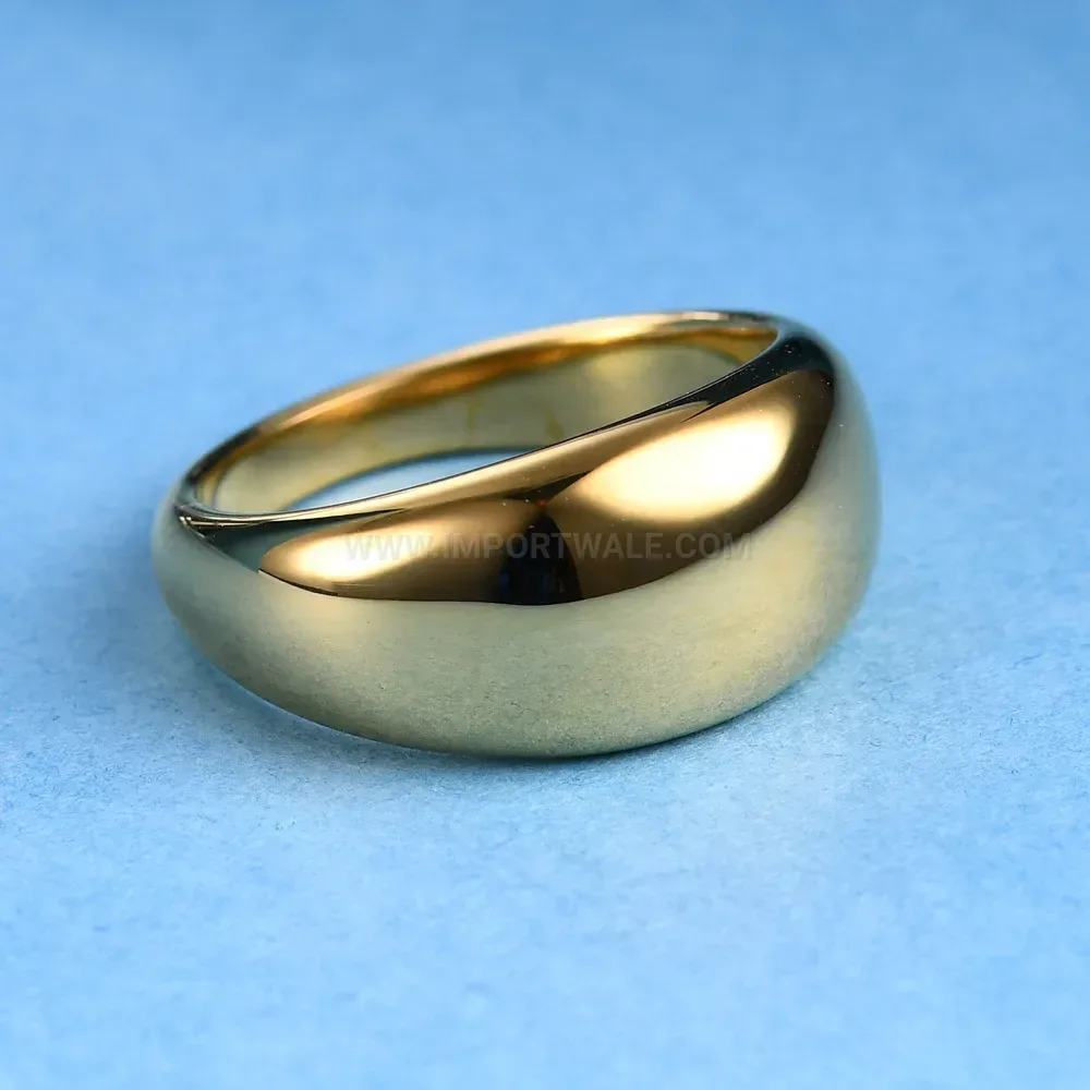 Classic Polished Oval Surface Stainless Steel Band Ring 10mm