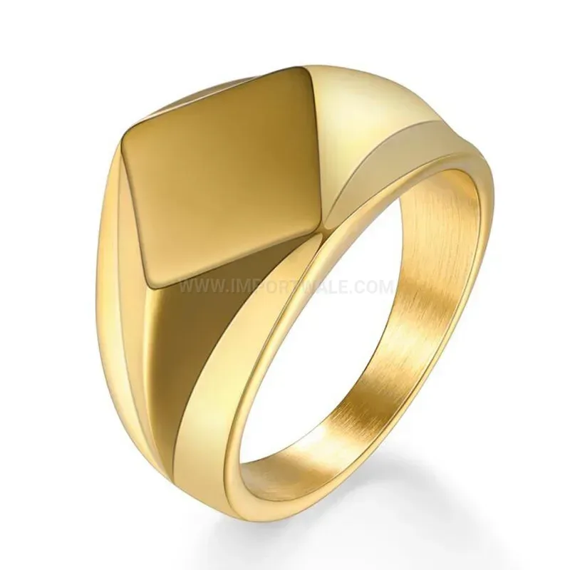 Bold Rhombus Polished Stainless Steel Signet Ring