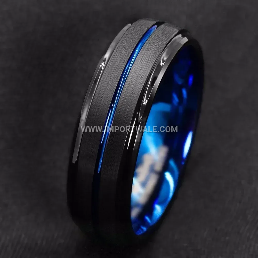 Two-Tone Beveled Stainless Steel Band Ring
