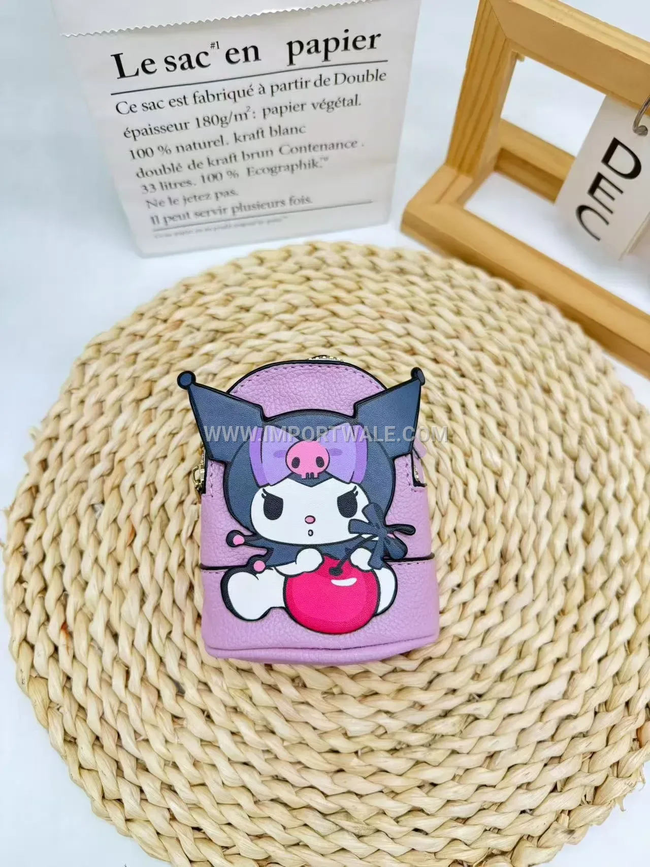 Playful Cartoon Character Mini Pouch Keyring Charm