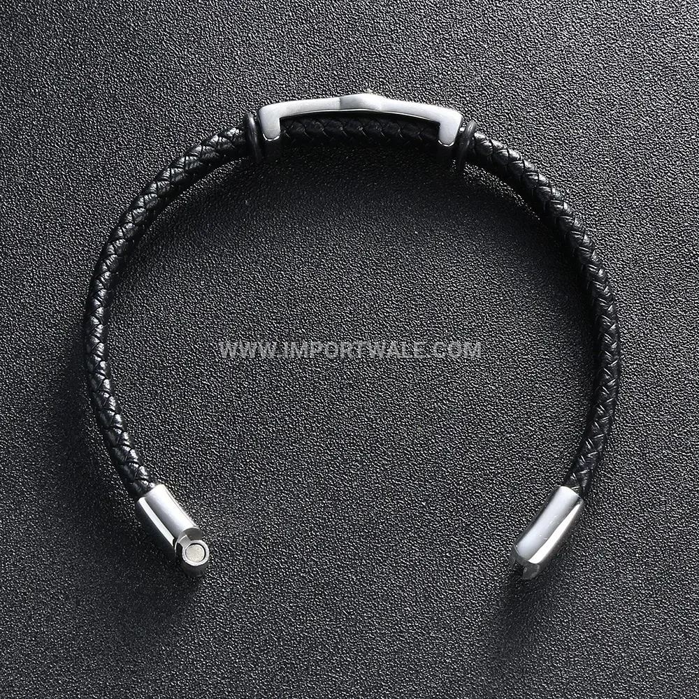 Geometric Titanium Steel Magnetic Bracelet with Crystal Accents