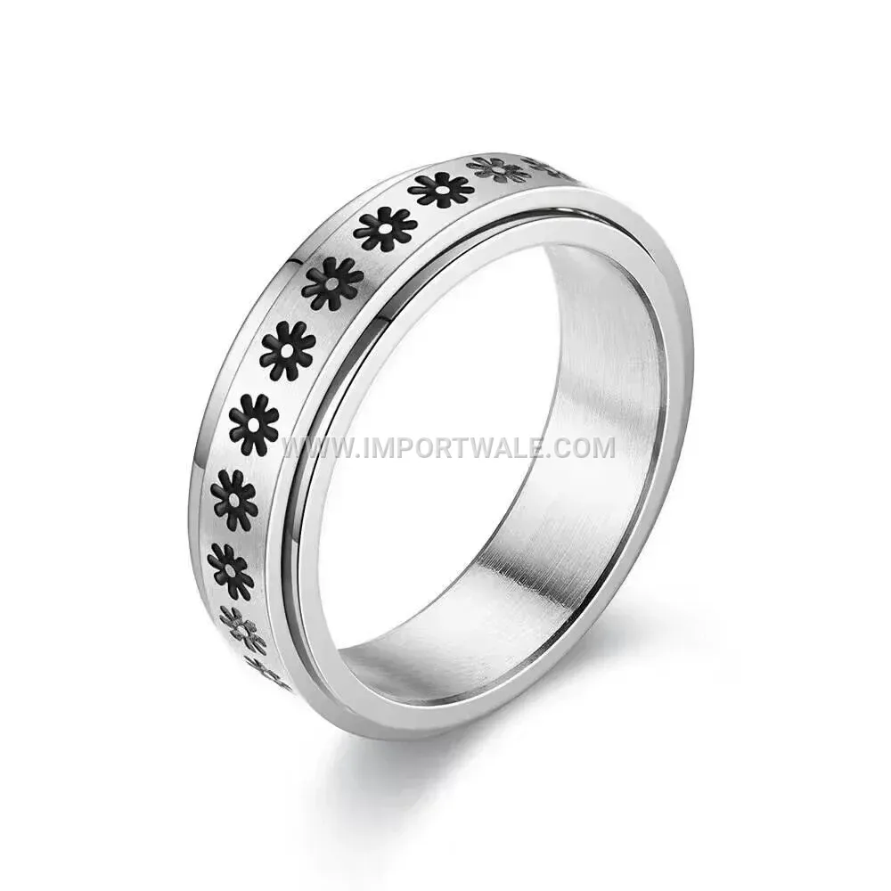 Rotatable 18K Gold Plated Stainless Steel Spinner Ring