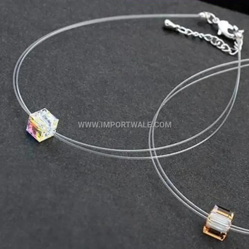 Sparkling Rhinestone Geometric Crystal Line Collar Necklace