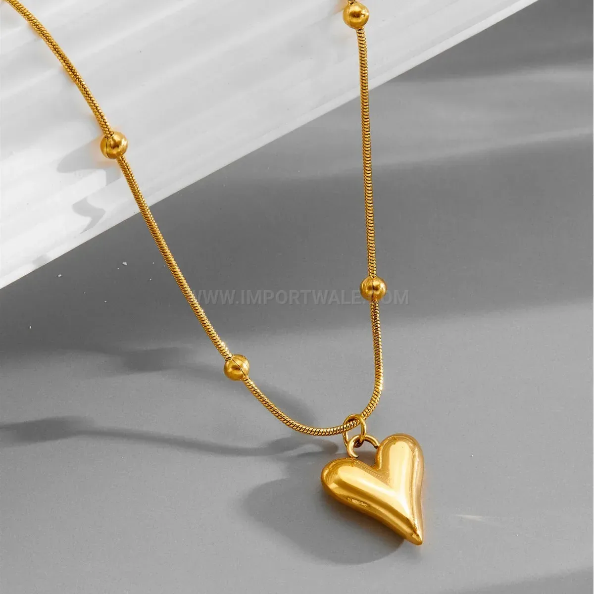 Modern Minimalist Vintage French Style Stainless Steel Heart Pendant Necklace