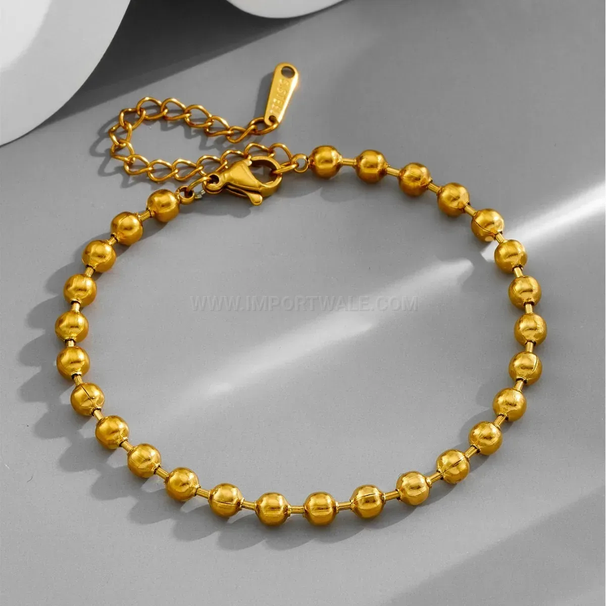 Modern Classic Gold Plated Titanium Steel Bead Bracelet