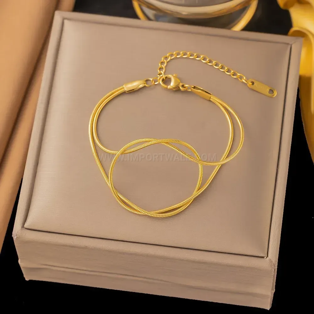 Two-Tone Stainless Steel Bangle Bracelet