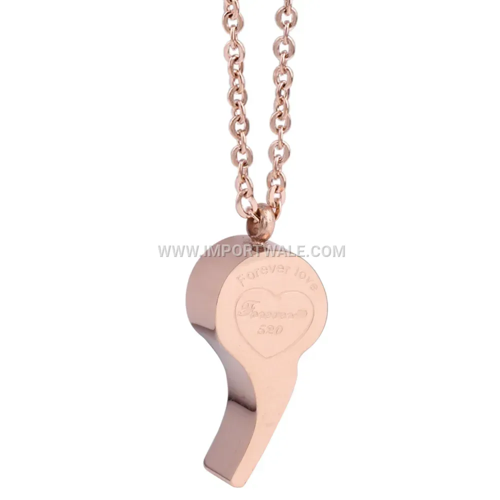 Titanium Steel Whistle Pendant Necklace with Letter Detail