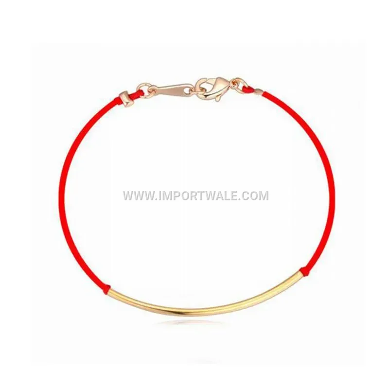 Minimalist Crystal Inlaid Red Thread Charm Bracelet