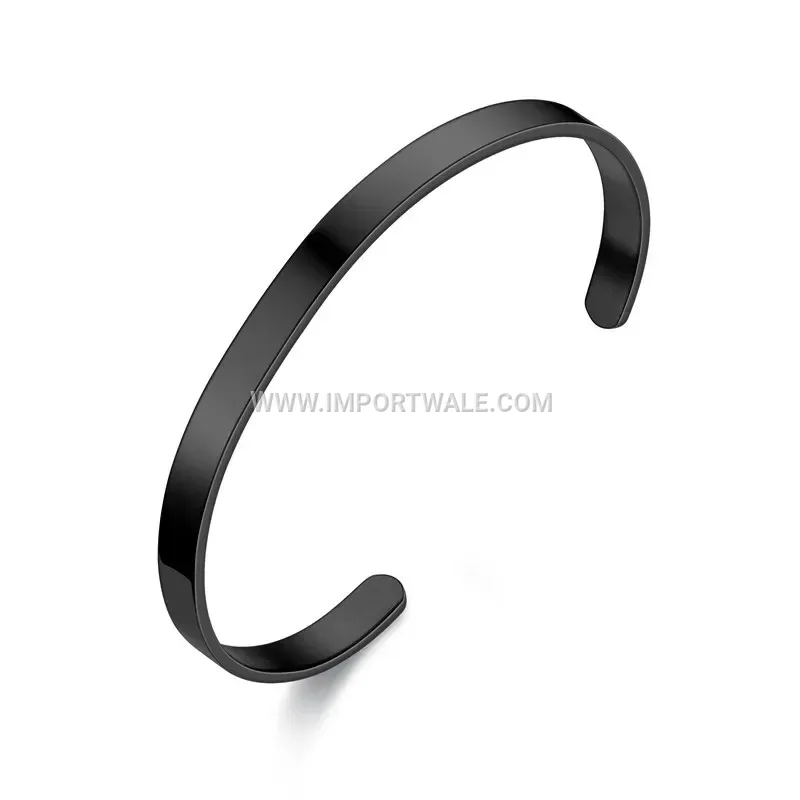 Minimalist Plain C Shaped Stainless Steel Open Cuff Bracelet