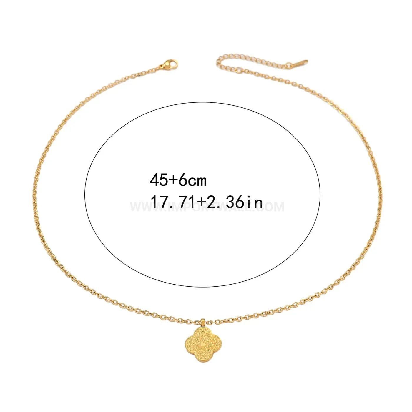 Fashion Plated Stainless Steel Clover Islamic Symbol Pendant Necklace For Women