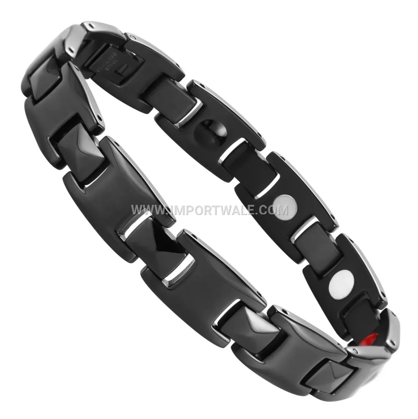 Contemporary Square Link Titanium Steel Couples Magnetic Bracelet