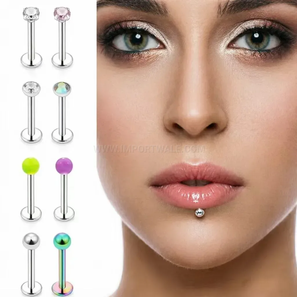 Modern Internally Threaded Ball Titanium Steel Labret Lip Piercing Stud