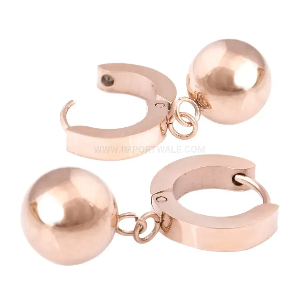 Modern Rose Gold Plated Crystal Circular Stainless Steel Drop Earrings