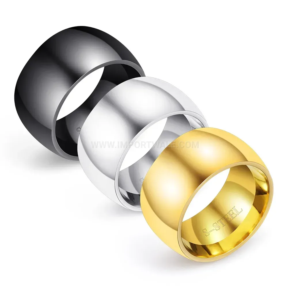 Classic Polished Stainless Steel Wide Band Ring for Men