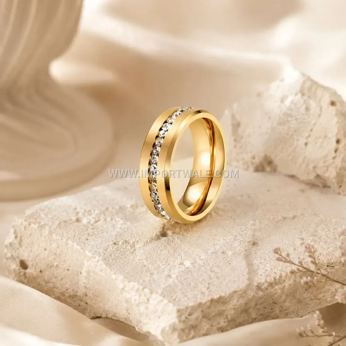Single Row Cubic Zirconia Stainless Steel Band Ring