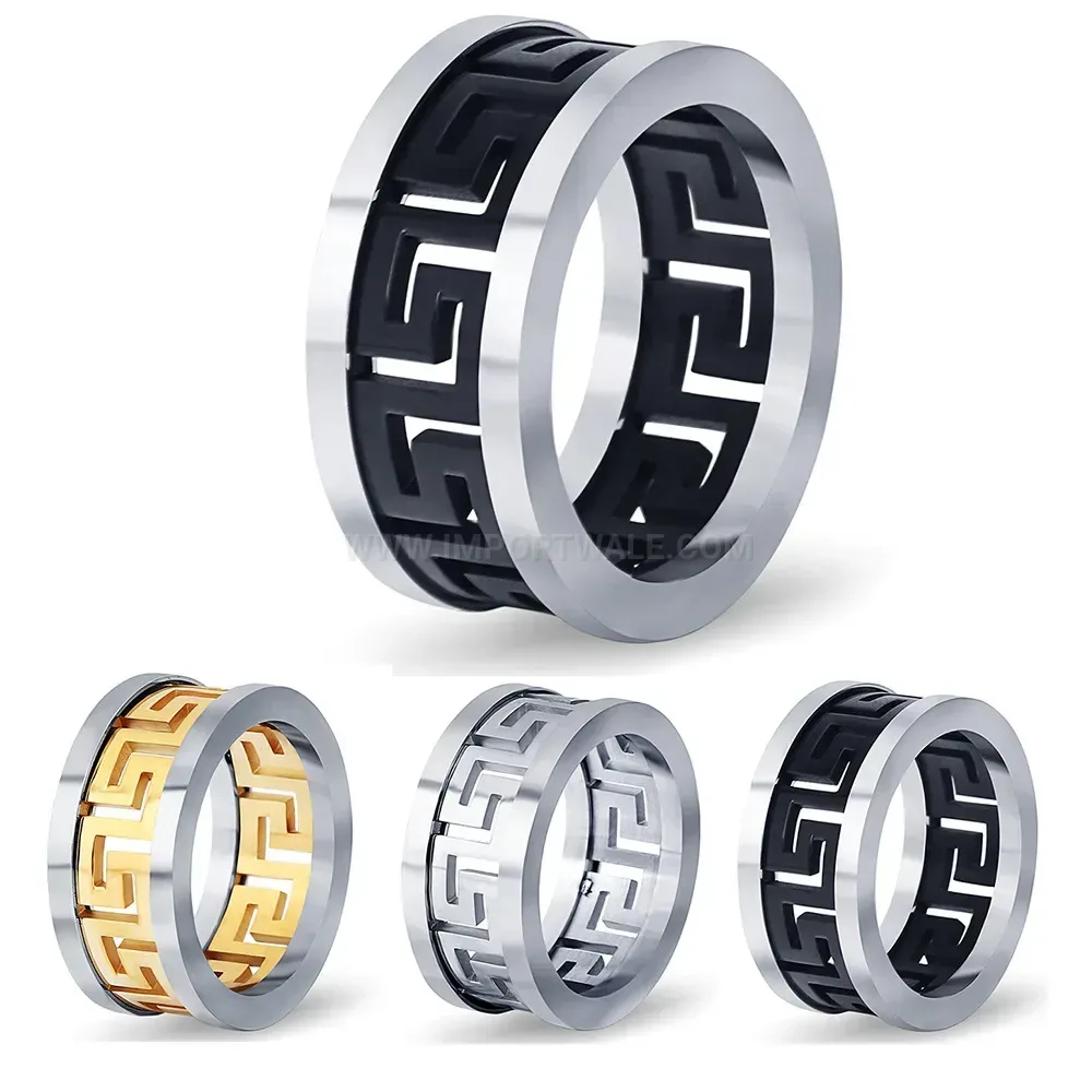 Stylish Cutout Lattice Motif Stainless Steel Statement Ring