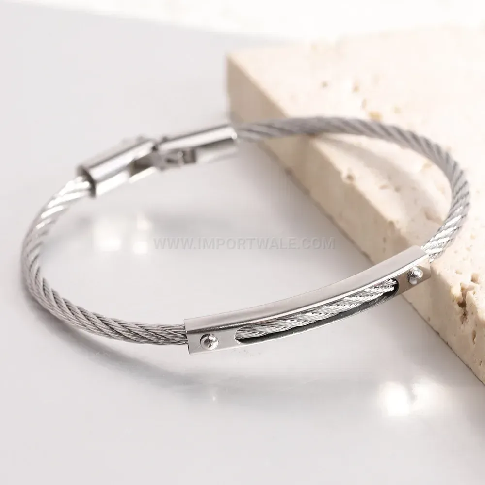 Premium Minimalist Openable Stainless Steel Wire Cable Bar Bangle