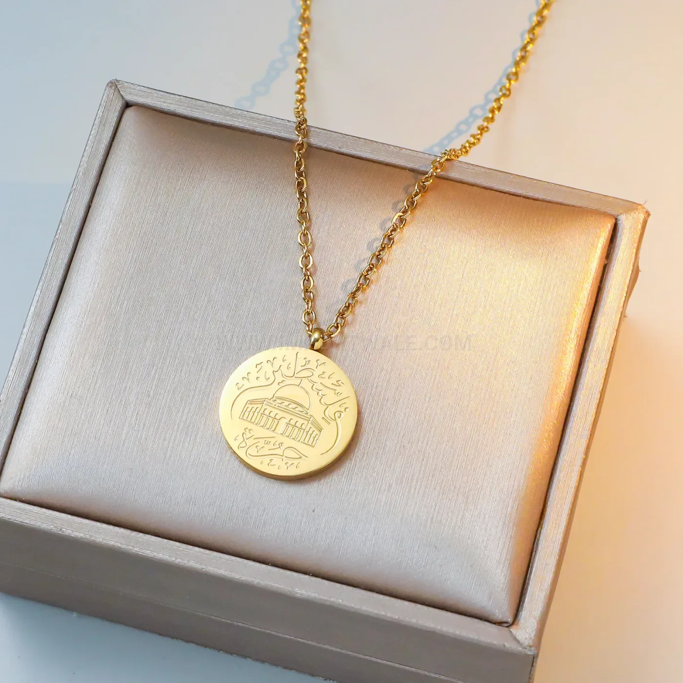 Designer Stainless Steel Al-Aqsa Mosque Islamic Pendant Necklace