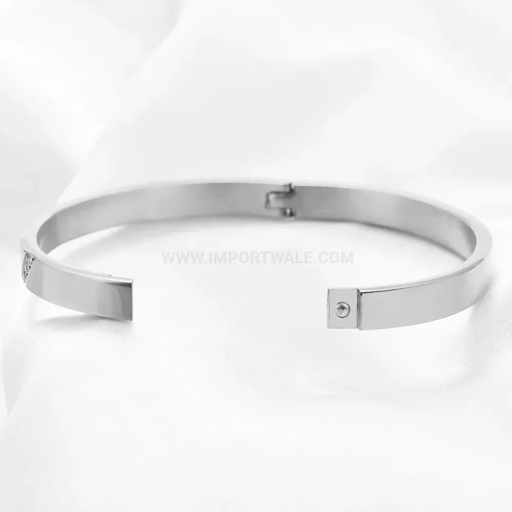 Stylish Beveled Crystal Stainless Steel Bangle Bracelet
