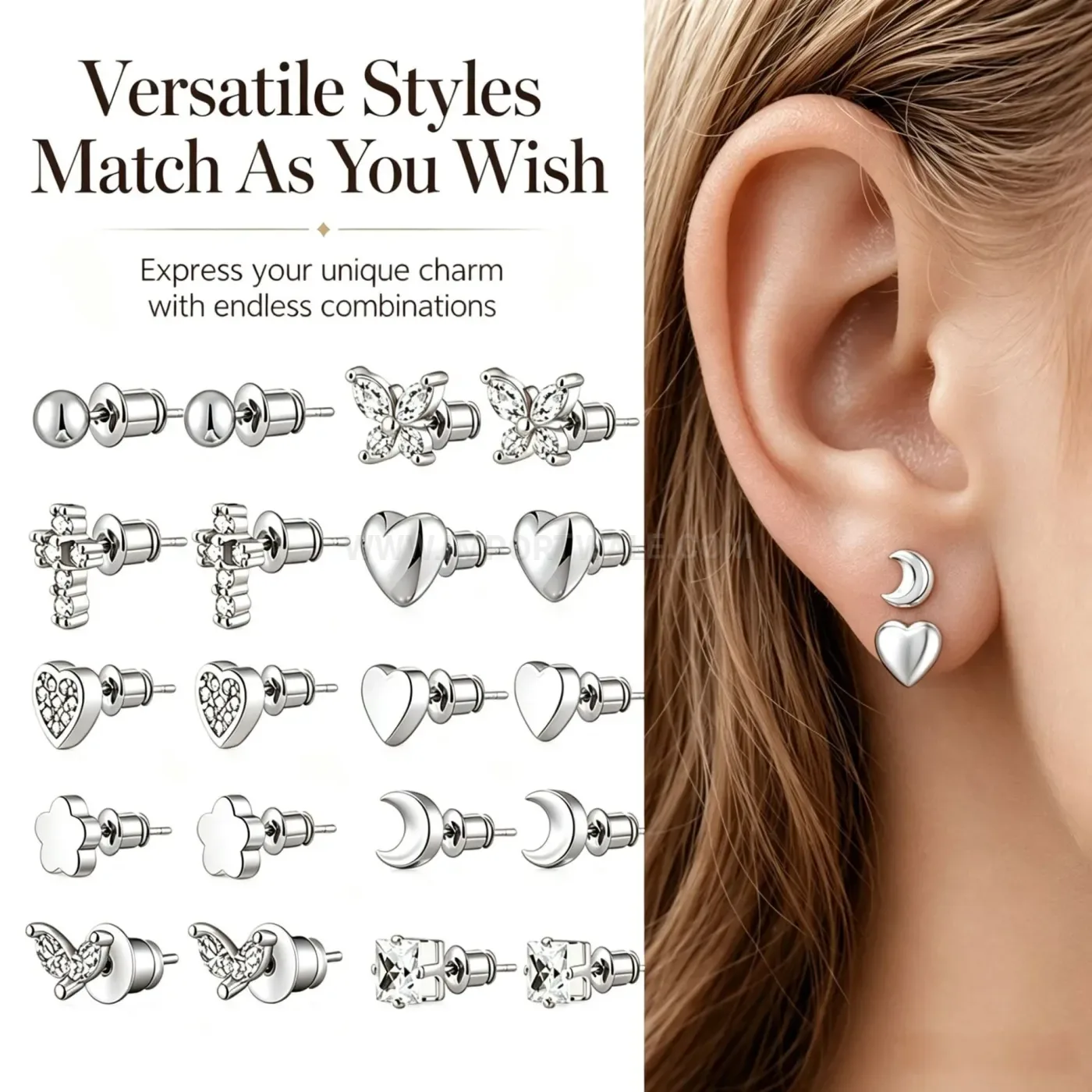 Modern Stainless Steel Geometric Cartilage Piercing Stud Earring Assortment
