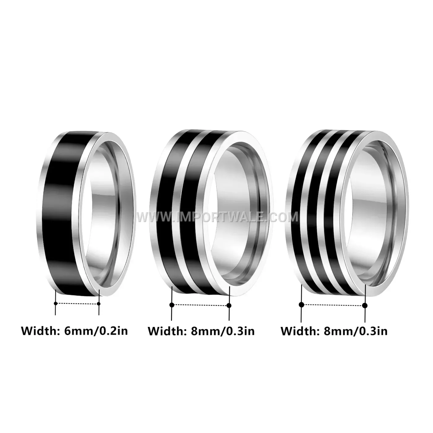 Geometric Black Drip Oil Stainless Steel Band Ring