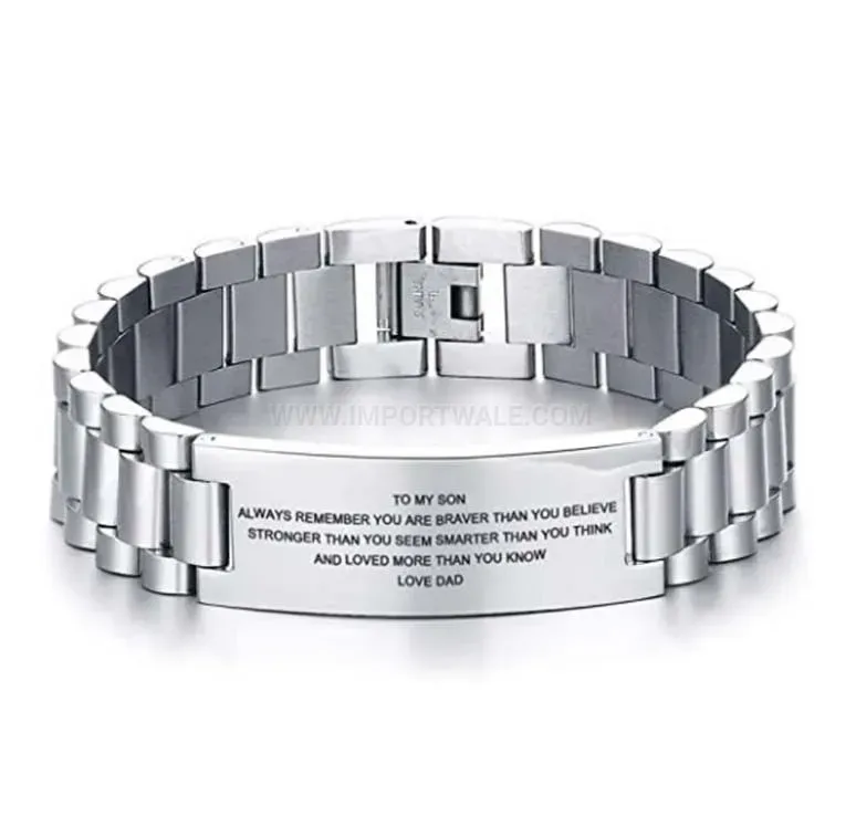 Stylish Men Titanium Steel Engraved Bio Magnetic Bracelet