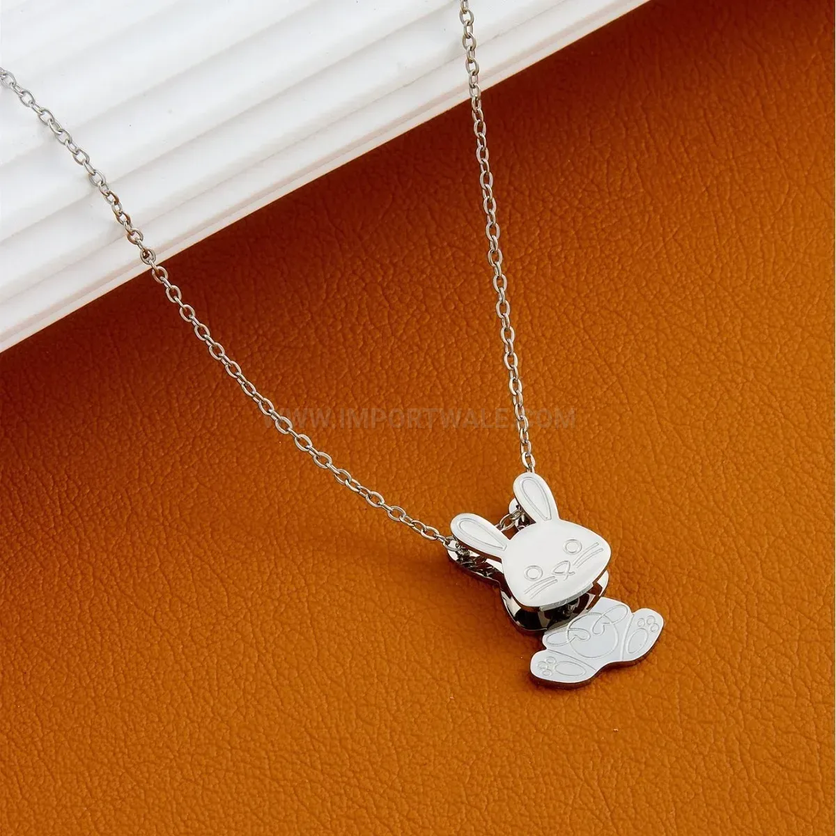 Classic Articulated Swinging Rabbit Stainless Steel Pendant Necklace