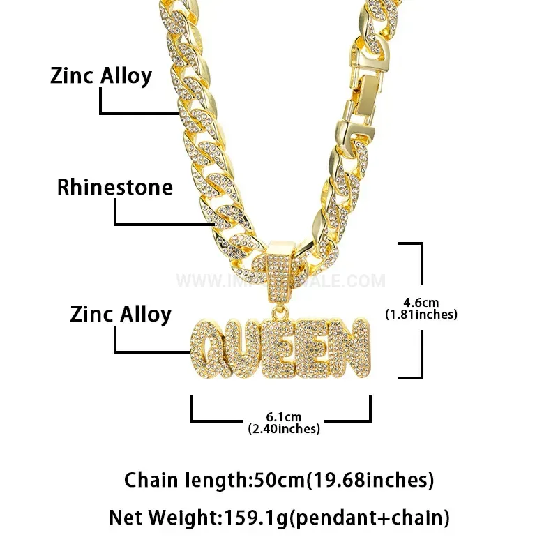 Elegant Rhinestone Custom Initial Letter Alloy Pendant Necklace