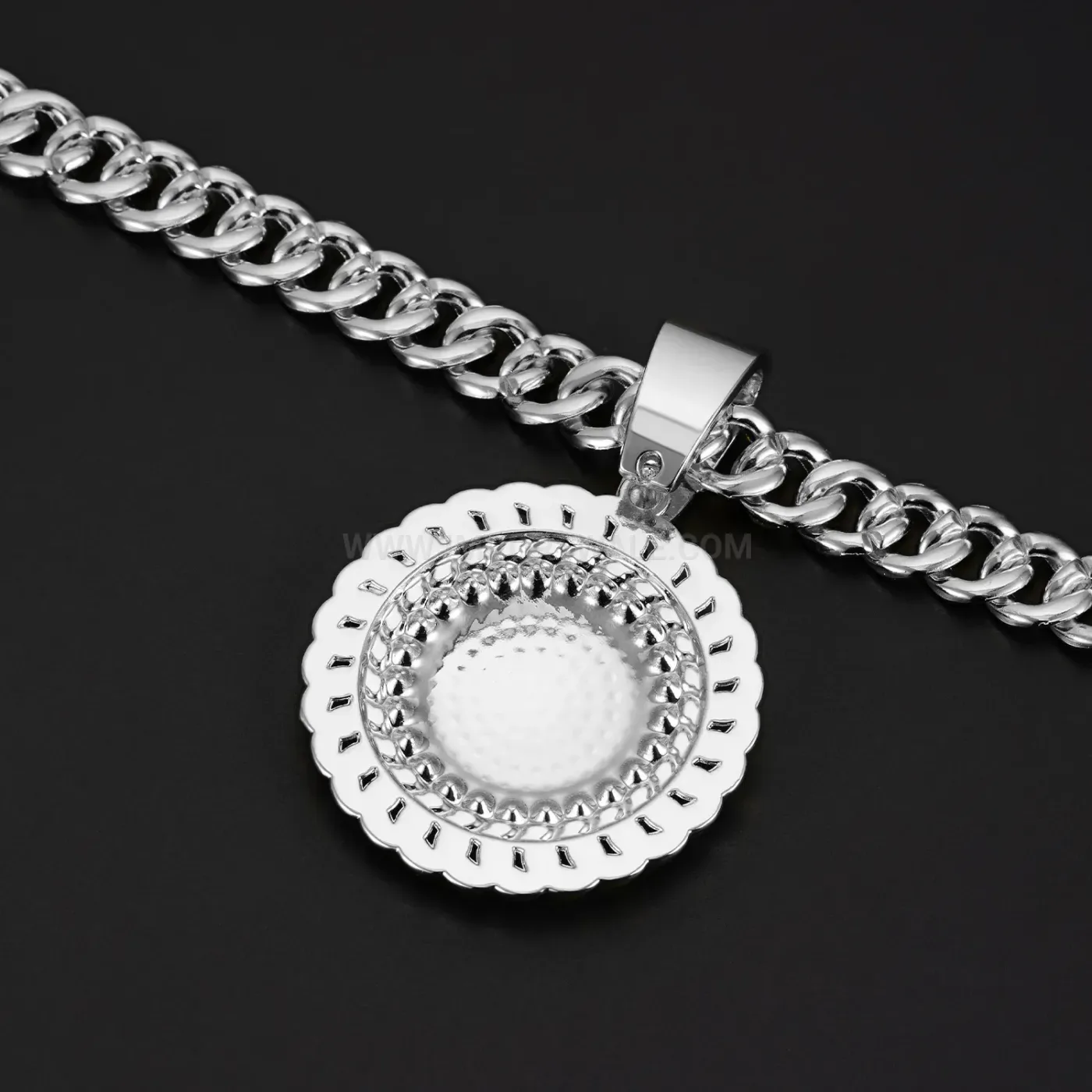 Thick Rhinestone Round Medallion Hip Hop Pendant