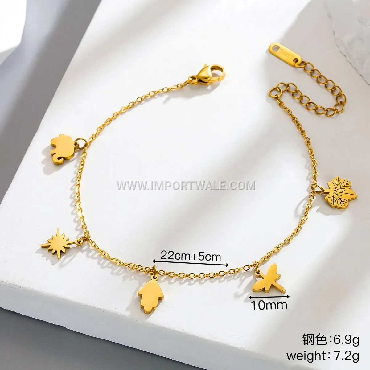 Minimalist Titanium Steel Leaf Pendant Premium Anklet Anti Tarnish
