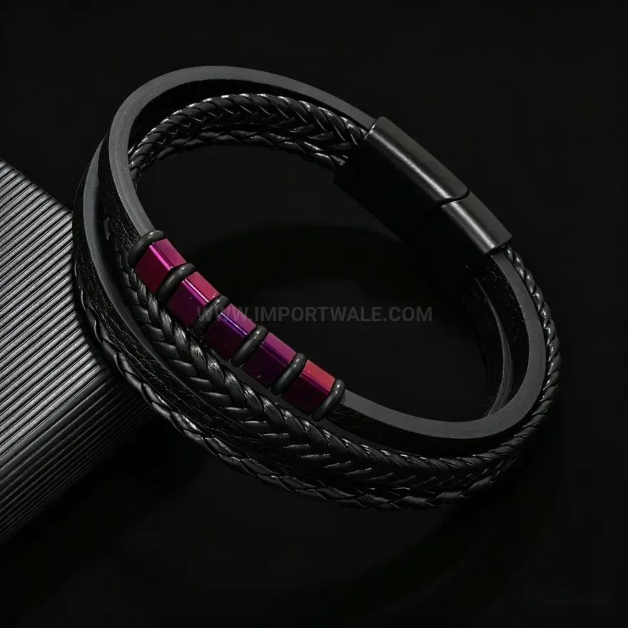Classic Handcrafted Multi Strand Woven Leather Bracelet with Alloy Clasp