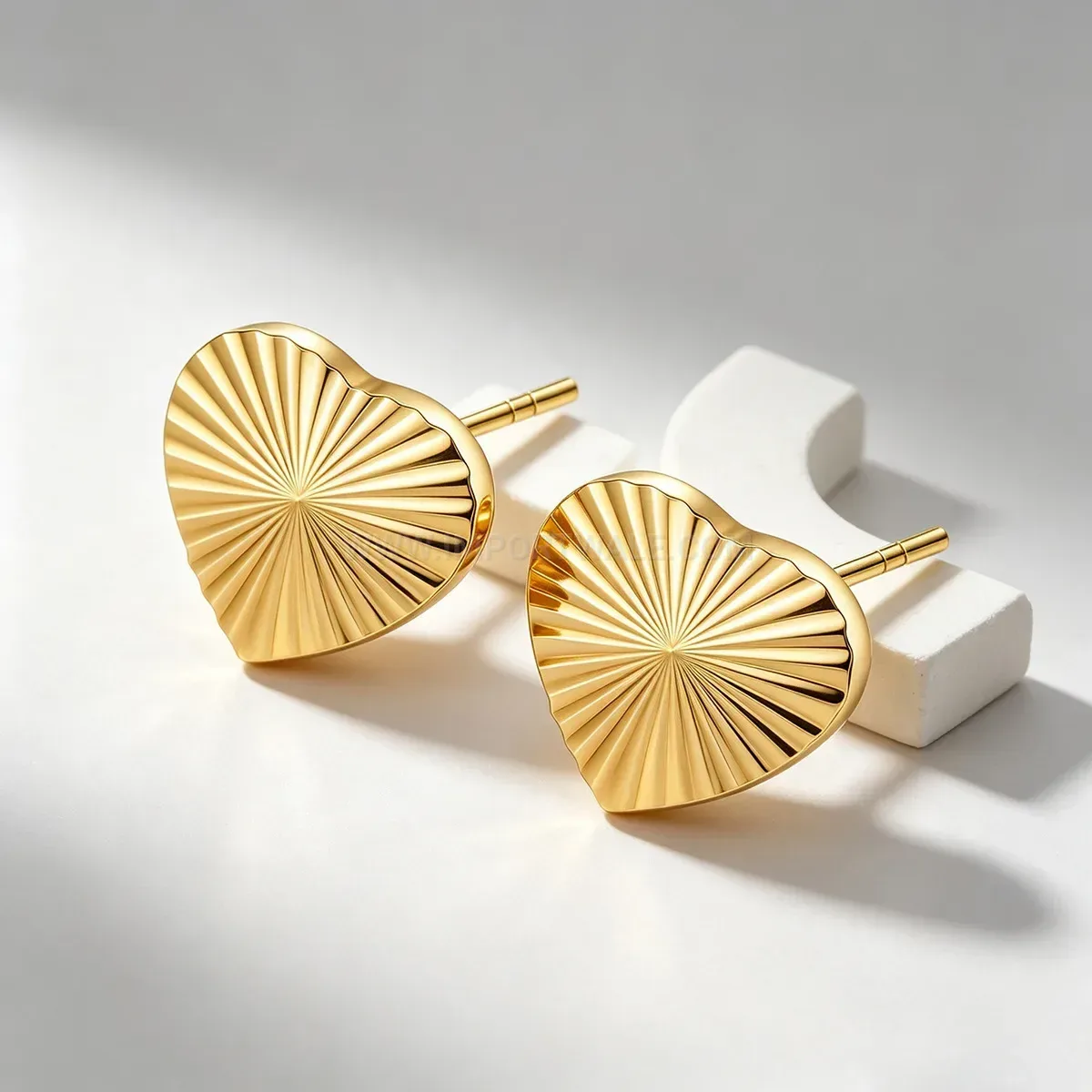 Textured Heart Stainless Steel Stud Earrings