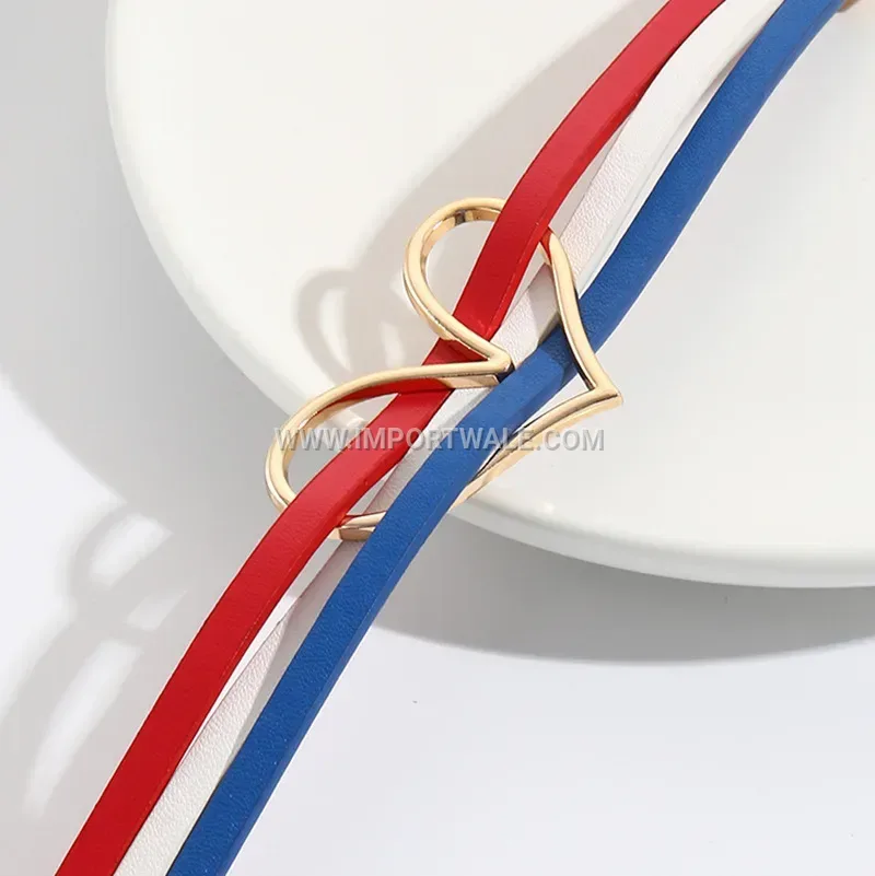 Tricolor Faux Leather Heart Charm Magnetic Bracelet