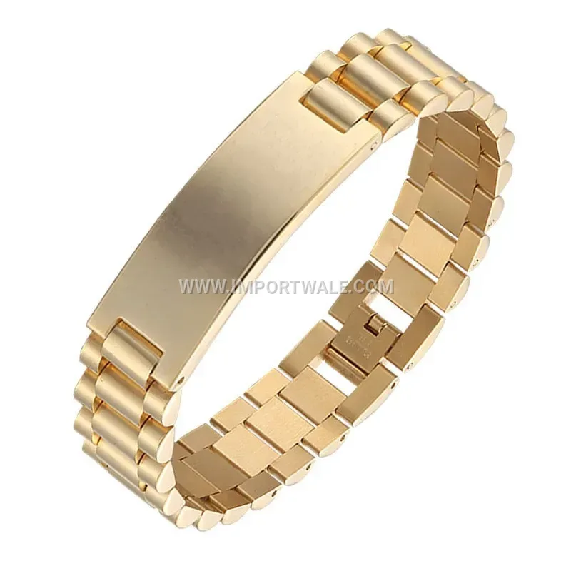 Minimalist Curved ID Bar Adjustable Stainless Steel Bracelet