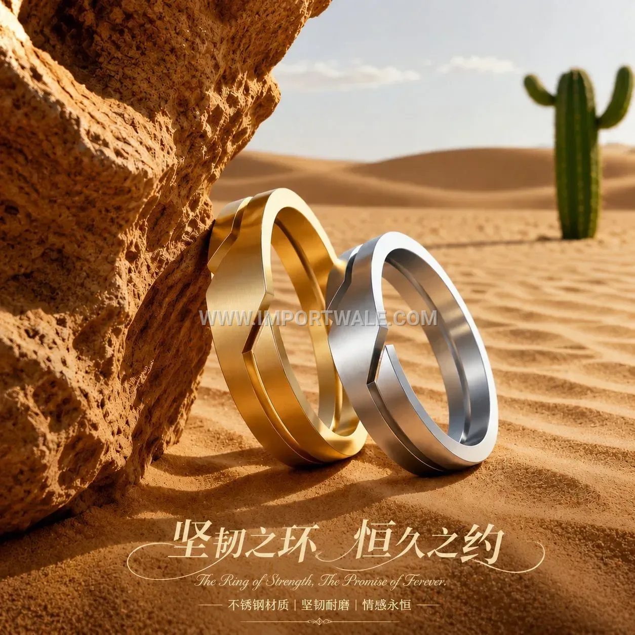 Cutout Line Stainless Steel Couple Band Ring