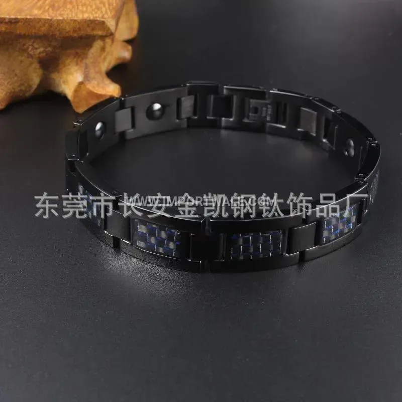 Men's Stainless Steel Carbon Fiber Bio Magnetic Bracelet