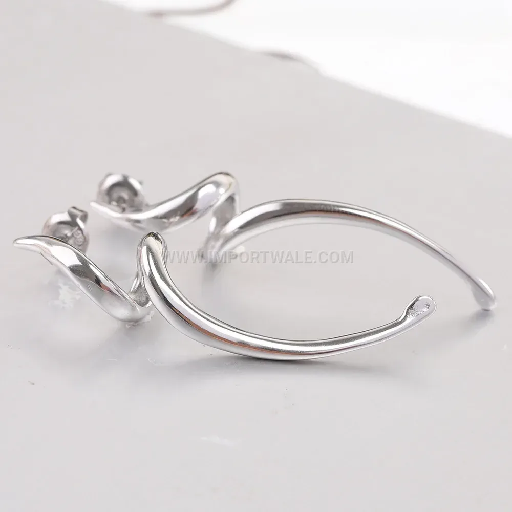 Asymmetric Wavy Long Bar Stainless Steel Earrings