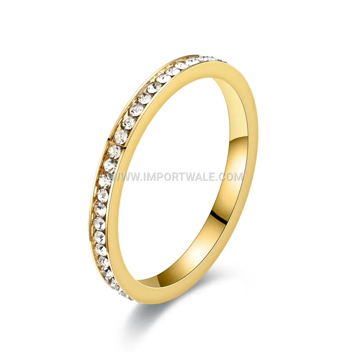 Sparkling Stainless Steel Pavé Crystal Eternity Band