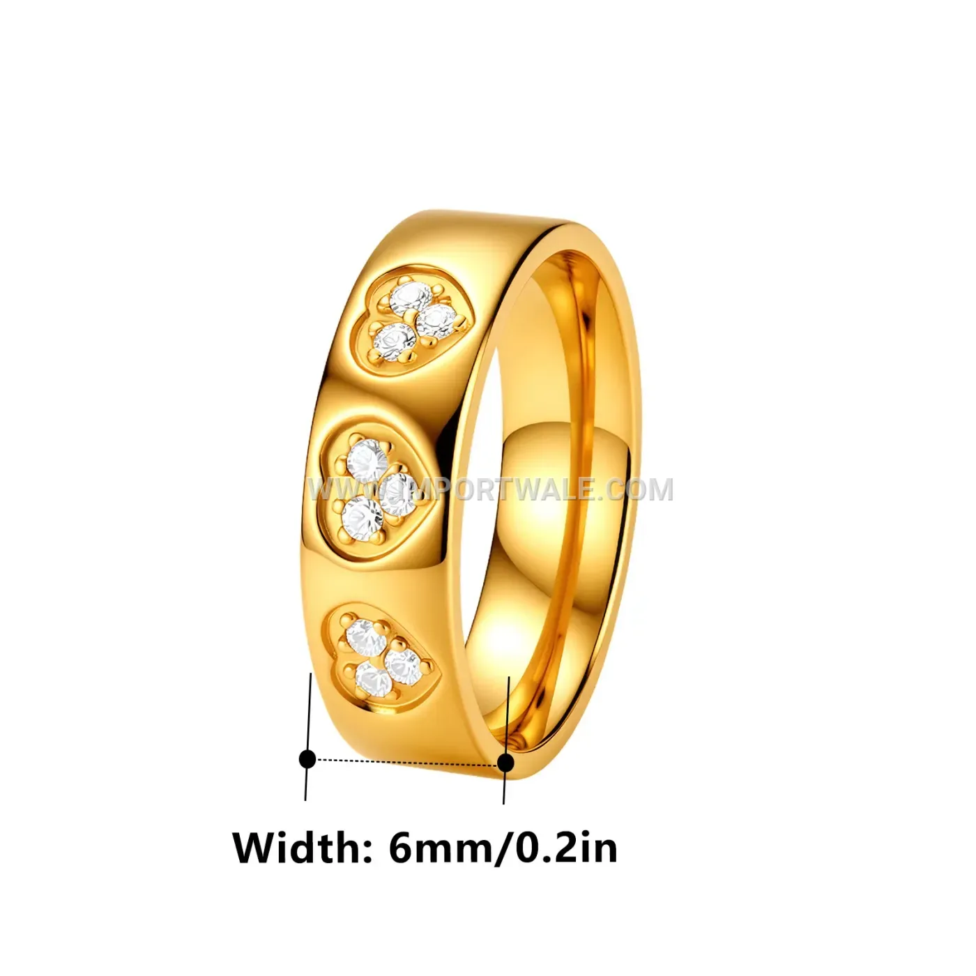 Stainless Steel Heart Rhinestone Full Eternity Band Ring