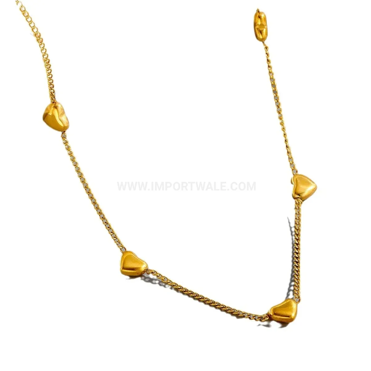 Four Heart Gold Plated Stainless Steel Charm Bracelet