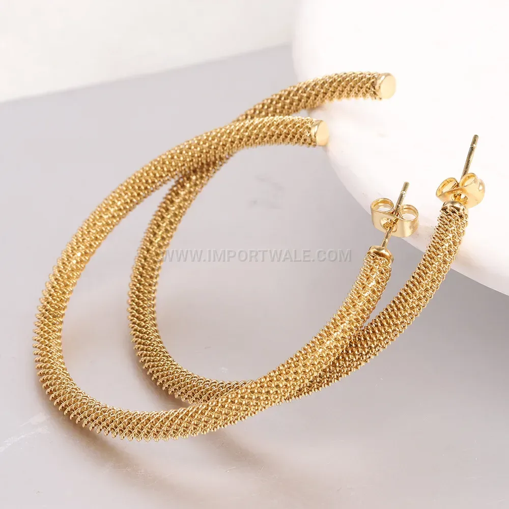 Retro Vintage Style Open C Shape Stainless Steel Earrings
