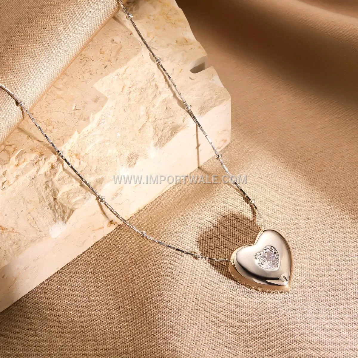 Heart Pendant Link Chain Stainless Steel Necklace
