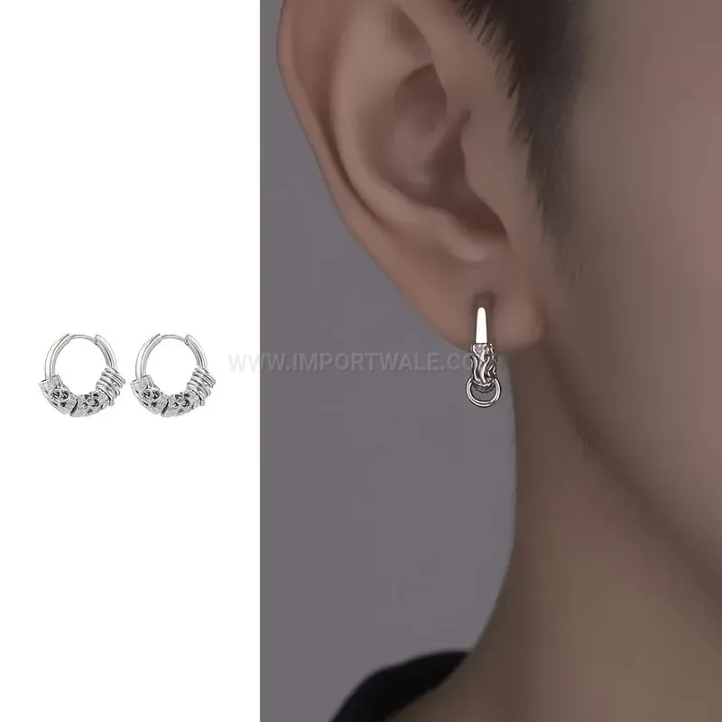 Premium Stainless Steel Dangle Chain Piercing Hoop Earring Set